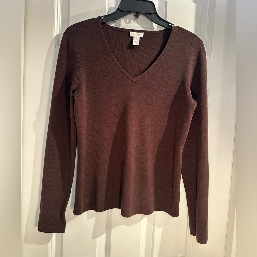 Chico’s women’s small silk blend v-neck sweater